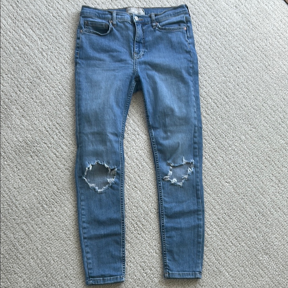 Free People Blue Skinny Distressed Jeans